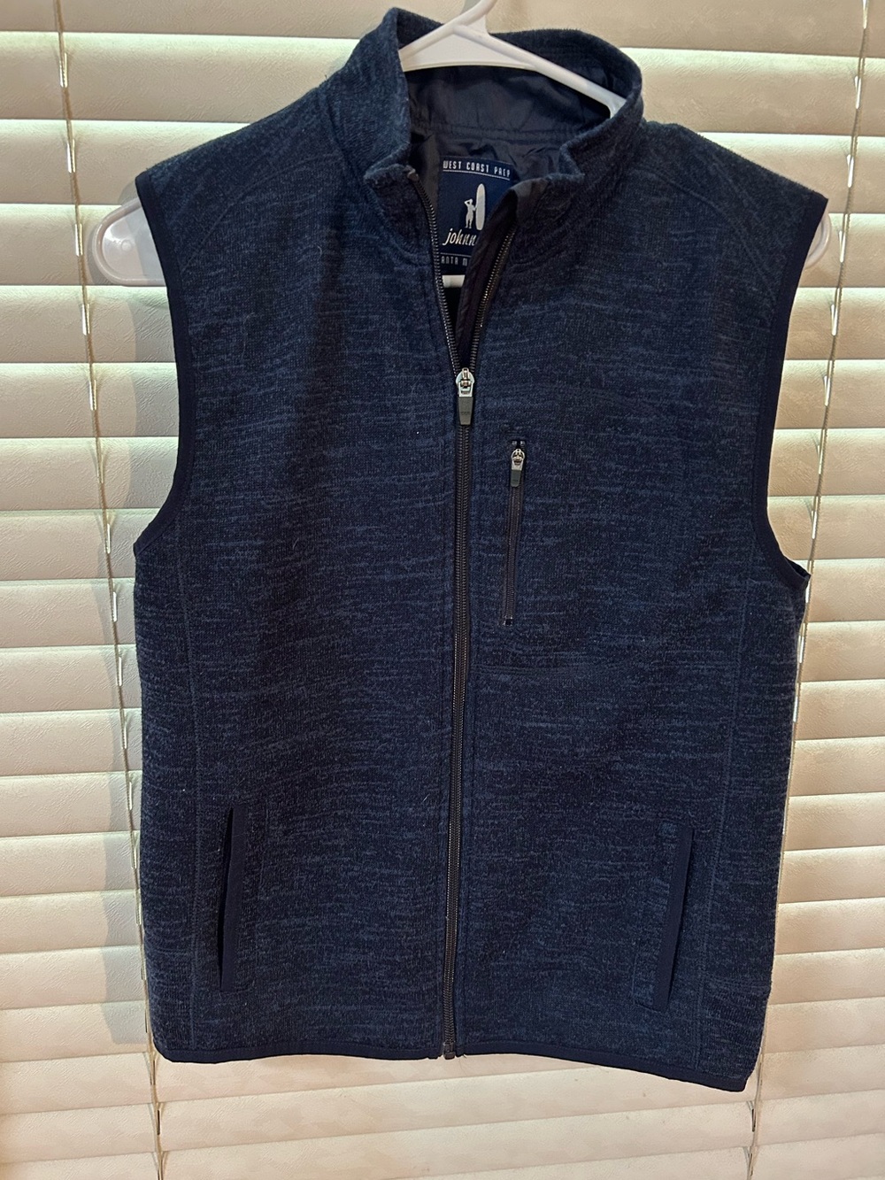 Johnnie-O Boys Twilight Navy Full Zip Heathered Fleece Vest Size 12